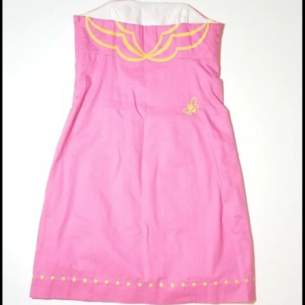 Lilly Pulitzer Bowen Hotty Pink Embroidered Strapless Dress Size 6 - Picture 10 of 13
